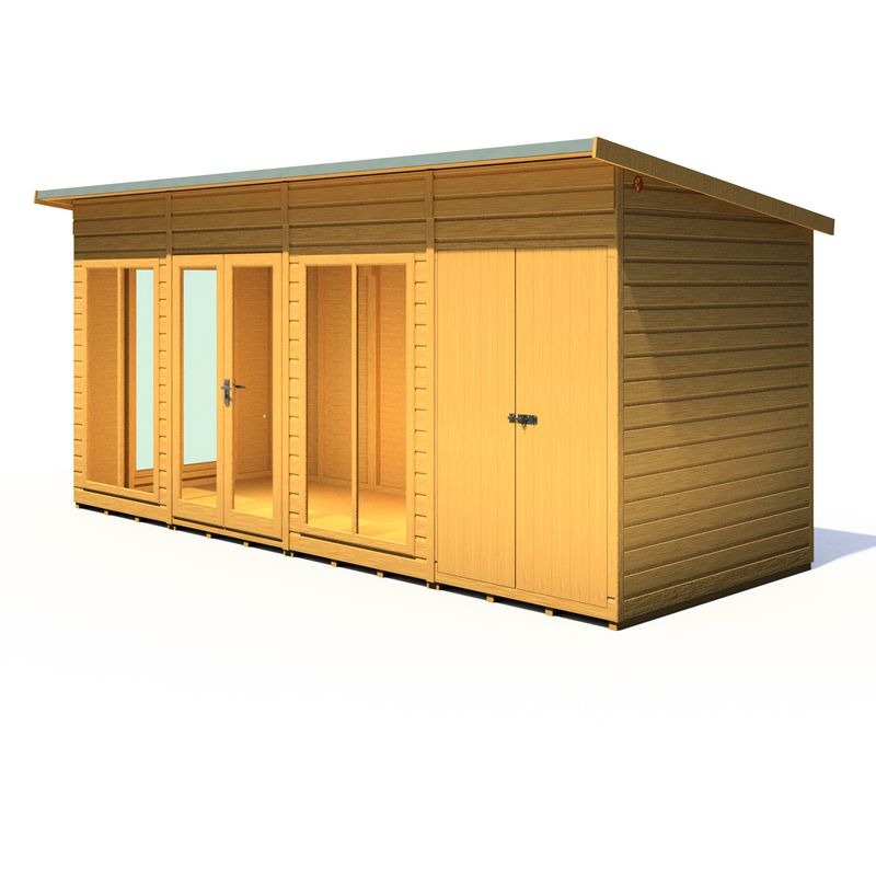 Loxley 16' x 6' Stanton Summer House With Side Shed | Sheds.co.uk