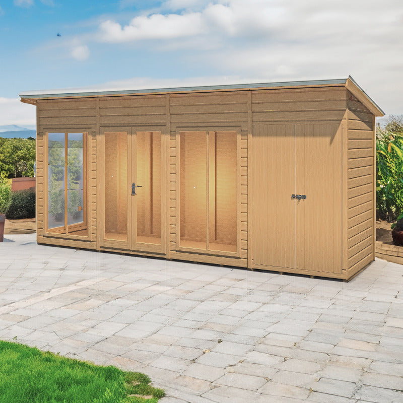 Loxley 16' x 6' Stanton Summer House With Side Shed | Sheds.co.uk