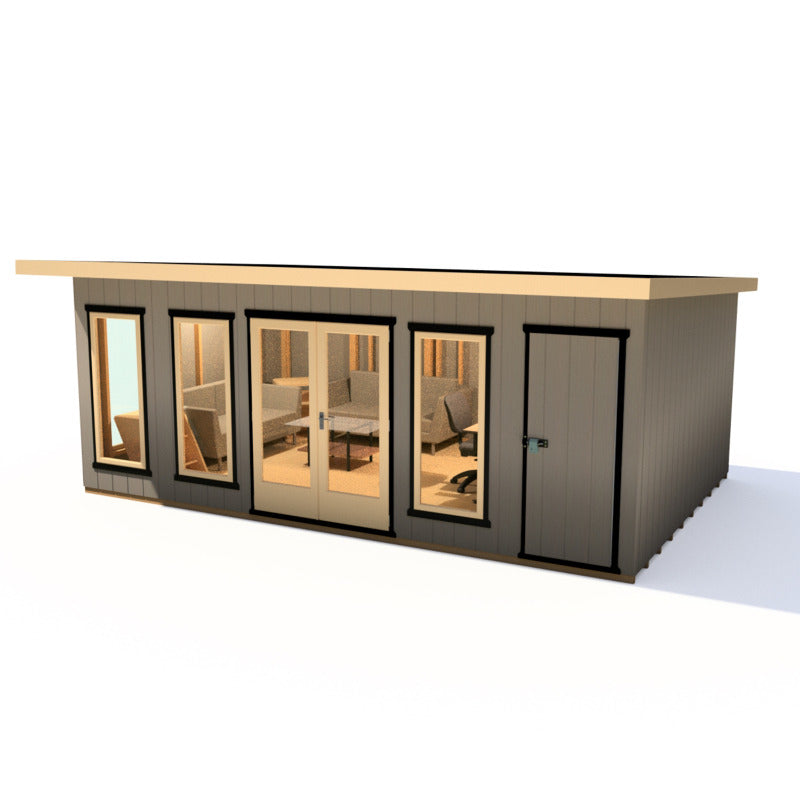 Loxley 20' x 12' Wembley Insulated Garden Room With Side Shed | Sheds.co.uk