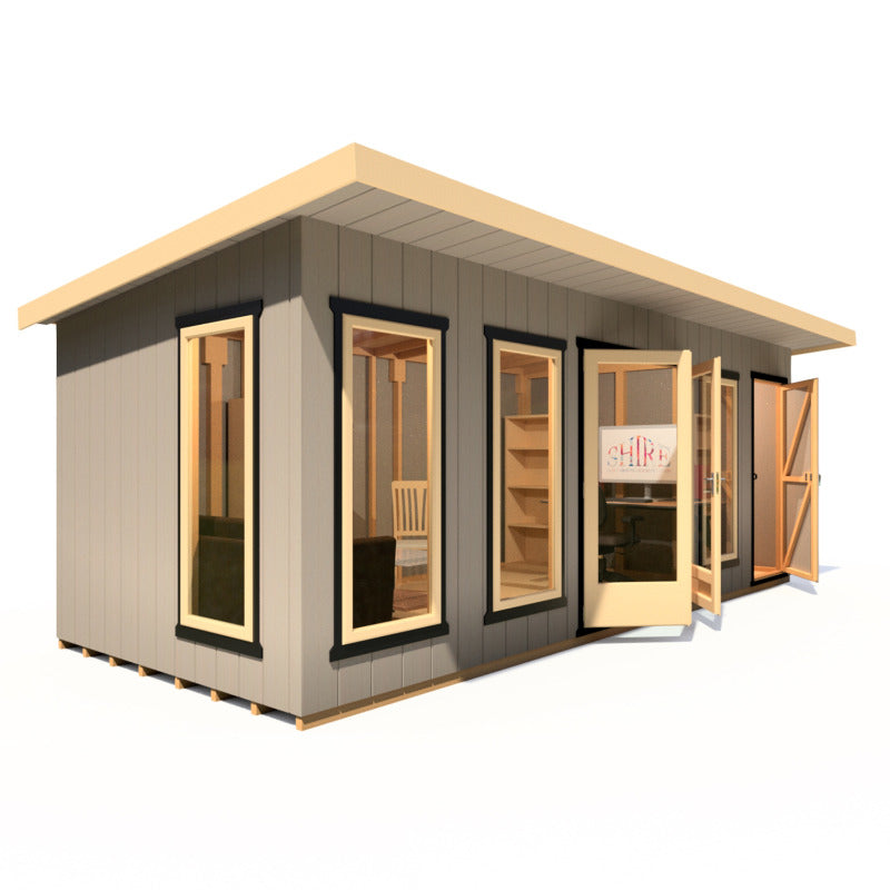 Loxley 20' x 8' Wembley Insulated Garden Room With Side Shed | Sheds.co.uk
