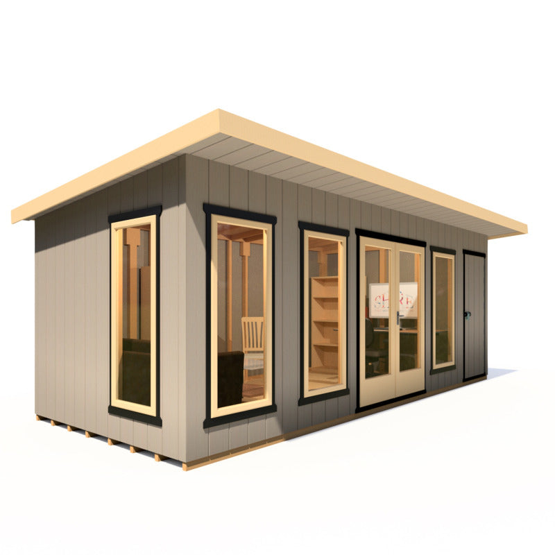 Loxley 20' x 8' Wembley Insulated Garden Room With Side Shed | Sheds.co.uk