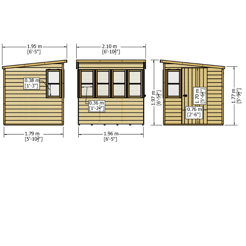 Loxley 6' x 6' Shiplap Sun Pent Shed | Sheds.co.uk