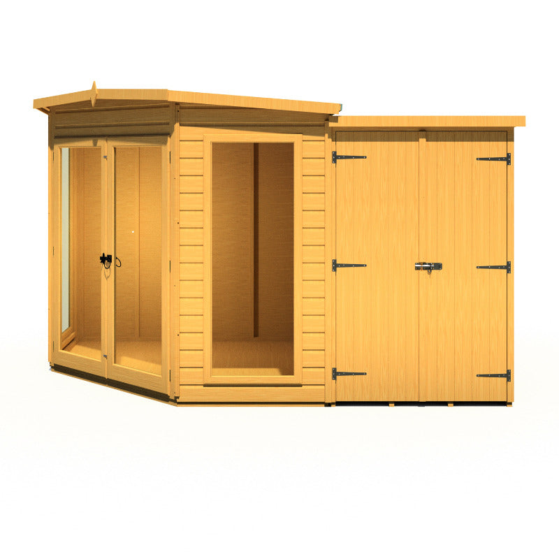 Loxley 7' x 11' Rowan Corner Summer House With Side Shed | Sheds.co.uk