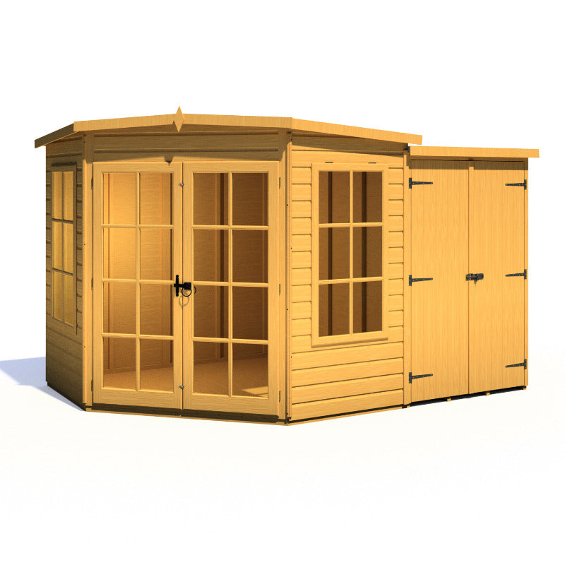 Loxley 7' x 11' Oxhill Corner Summer House With Side Shed | Sheds.co.uk