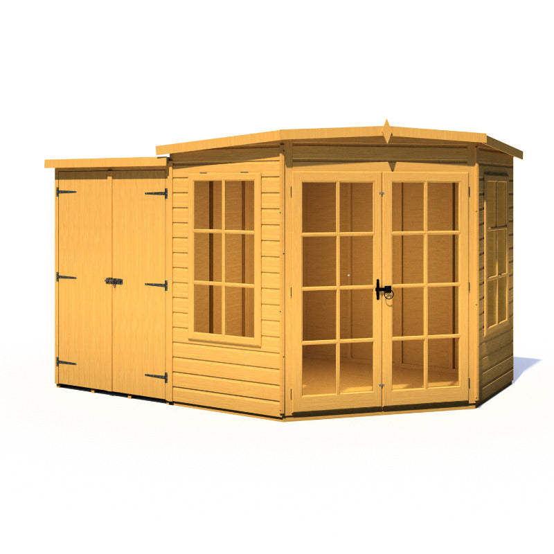 Loxley 7' x 11' Oxhill Corner Summer House With Side Shed | Sheds.co.uk