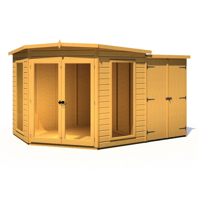 Loxley 8' x 12' Rowan Corner Summer House With Side Shed | Sheds.co.uk