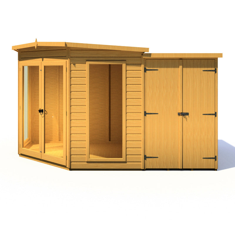 Loxley 8' x 12' Rowan Corner Summer House With Side Shed | Sheds.co.uk
