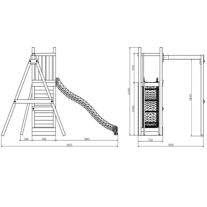 Loxley 9' x 6' Climbing Frame Rock Wall With Swing & Slide | Sheds.co.uk
