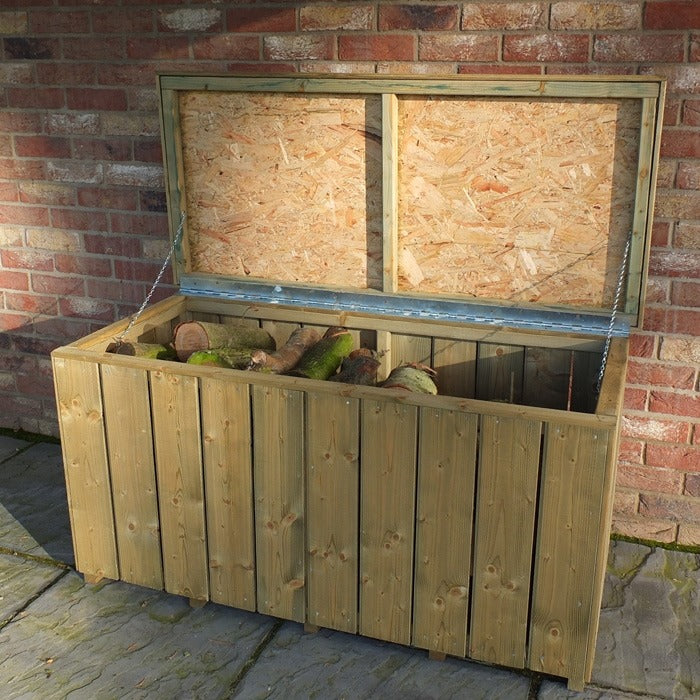 Loxley Pressure Treated Planed Log Store Chest | Sheds.co.uk