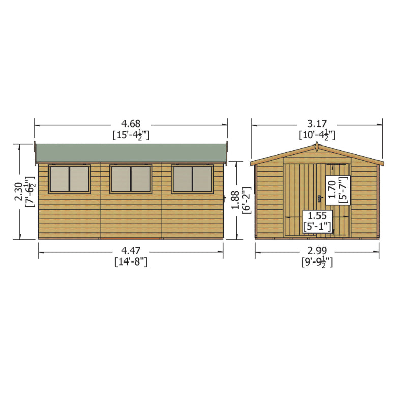 Loxley 10' x 15' Shiplap Double Door Apex Workshop | Sheds.co.uk