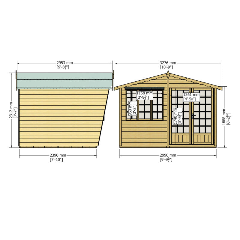 Loxley 10' x 8' Dover Summer House | Sheds.co.uk