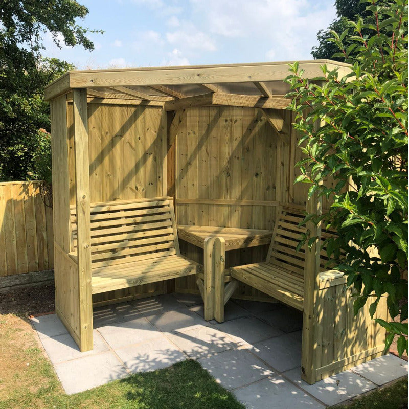 Moorvalley 4 Seater Classic Corner Arbour | Sheds.co.uk