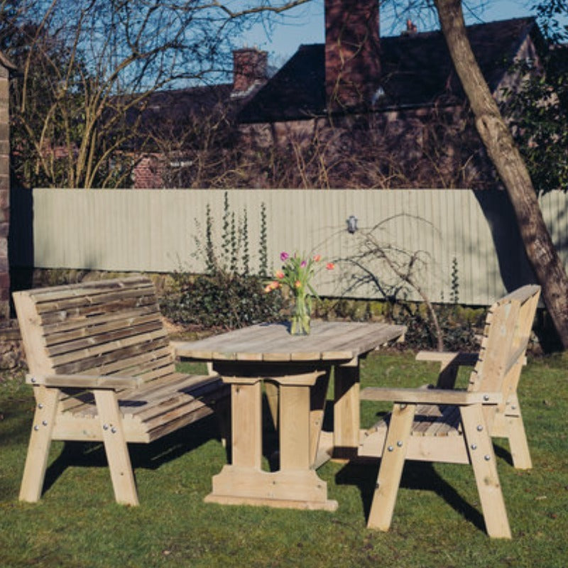 Moorvalley Ergo 4 Seater Rectangular Bench Dining Set | Sheds.co.uk