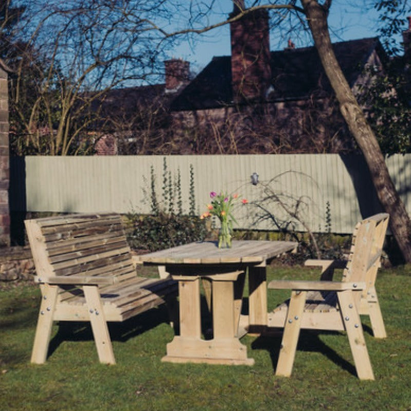 Moorvalley Ergo 6 Seater Rectangular Bench Dining Set | Sheds.co.uk