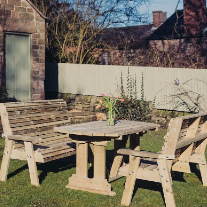 Moorvalley Ergo 6 Seater Rectangular Bench Dining Set | Sheds.co.uk