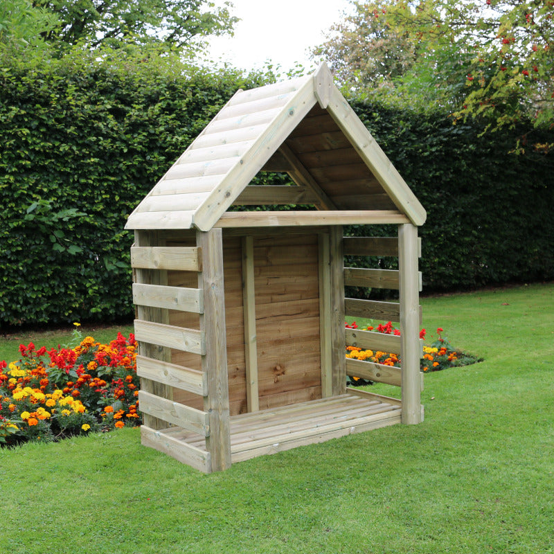 Moorvalley Slatted Apex Log Store | Sheds.co.uk