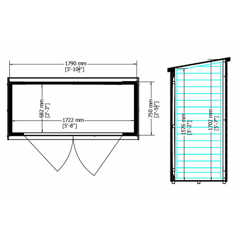 Loxley 6' x 3' Pressure Treated Overlap Double Door Pent Shed | Sheds.co.uk