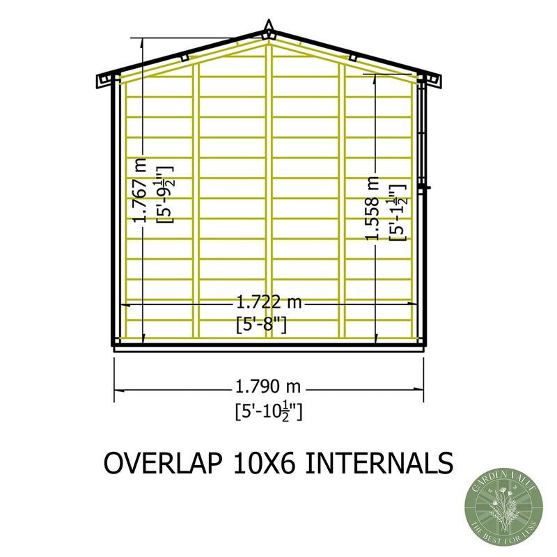 Loxley 6' x 10' Double Door Overlap Apex Shed | Sheds.co.uk