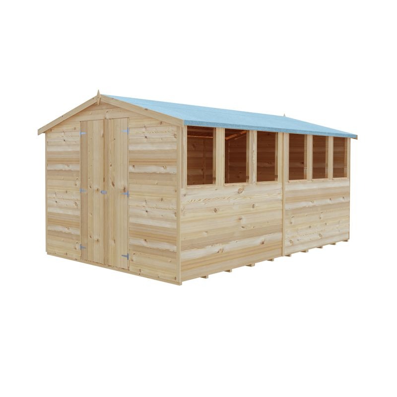 Loxley 8' x 12' Double Door Overlap Apex Shed | Sheds.co.uk