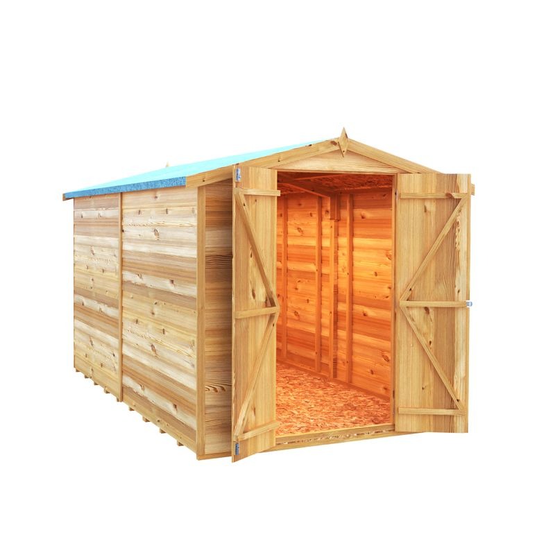 Loxley 6' x 10' Windowless Double Door Overlap Apex Shed | Sheds.co.uk