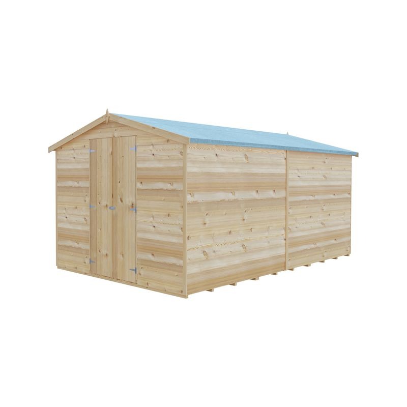 Loxley 8' x 12' Windowless Double Door Overlap Apex Shed | Sheds.co.uk