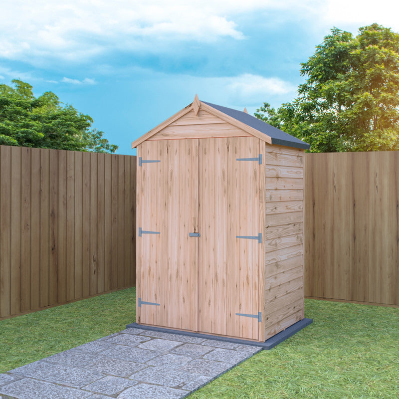 Loxley 4' x 3' Double Door Overlap Apex Store With Shelves | Sheds.co.uk