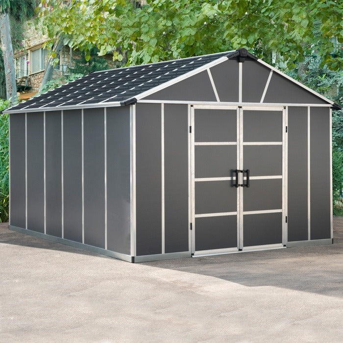 Palram - Canopia 11' x 13' Yukon Dark Grey Shed | Sheds.co.uk