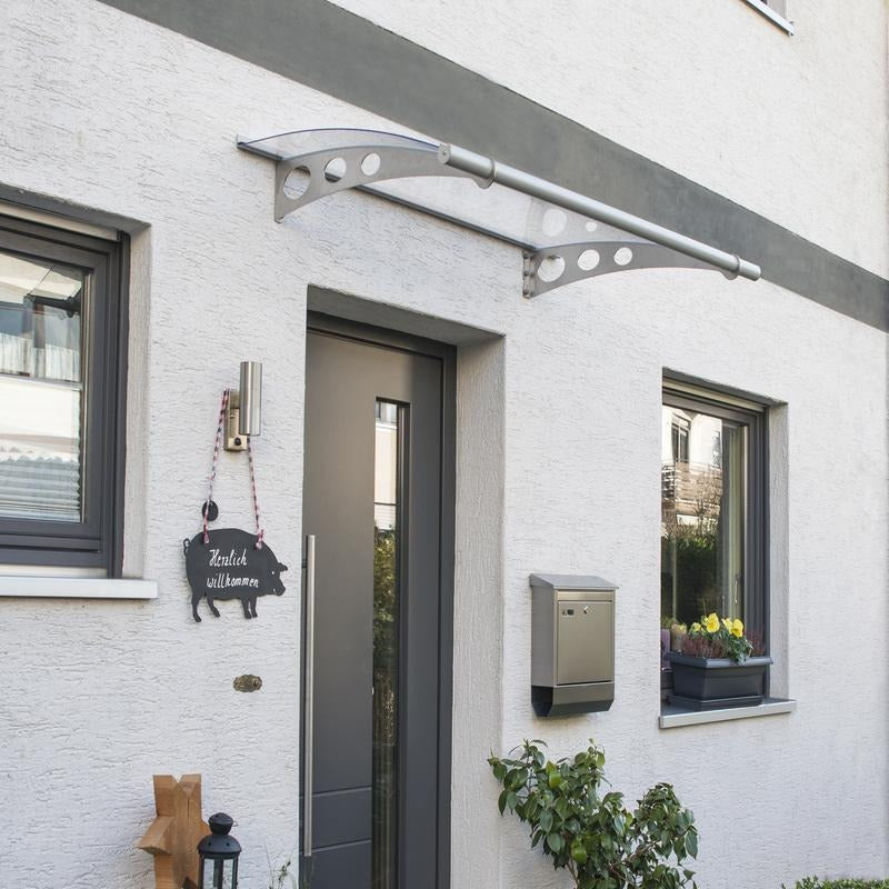 Palram - Canopia 1500 Helvetica Doorway Canopy - Silver Clear | Sheds.co.uk