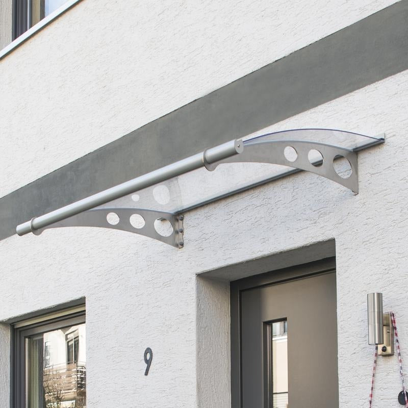 Palram - Canopia 1500 Helvetica Doorway Canopy - Silver Clear | Sheds.co.uk