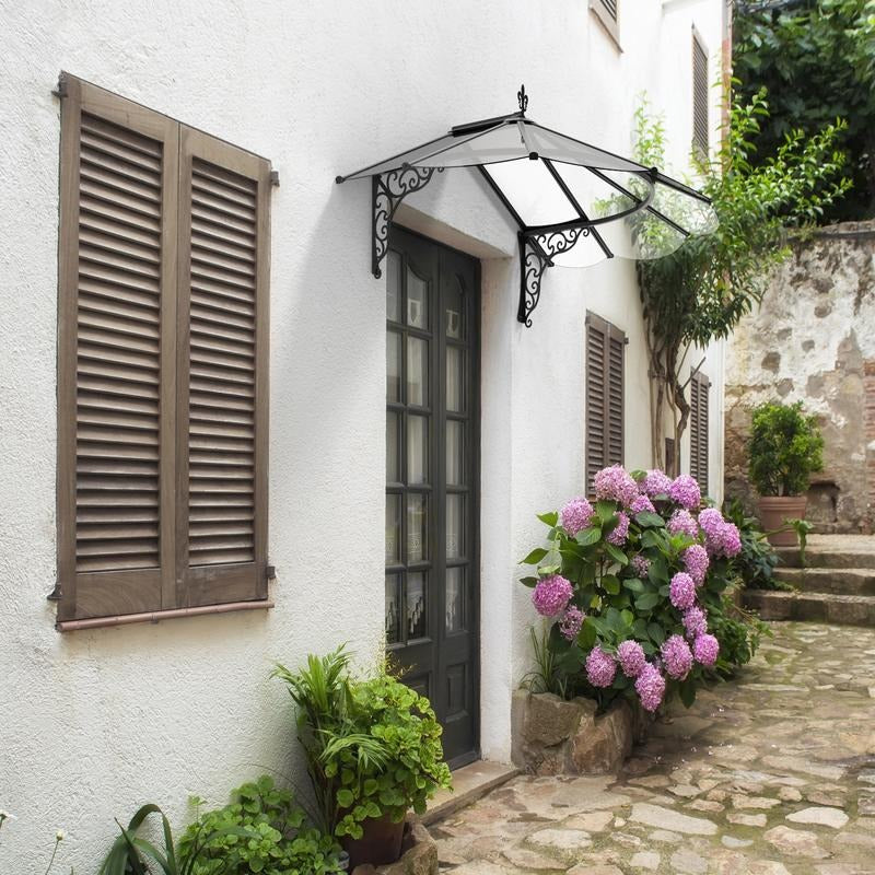 Palram - Canopia 1780 Iris Doorway Canopy - Black Clear | Sheds.co.uk