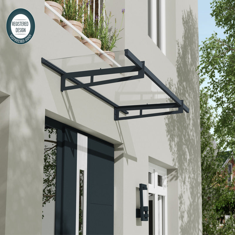 Palram - Canopia 2050 Bremen Doorway Canopy - Grey Clear | Sheds.co.uk