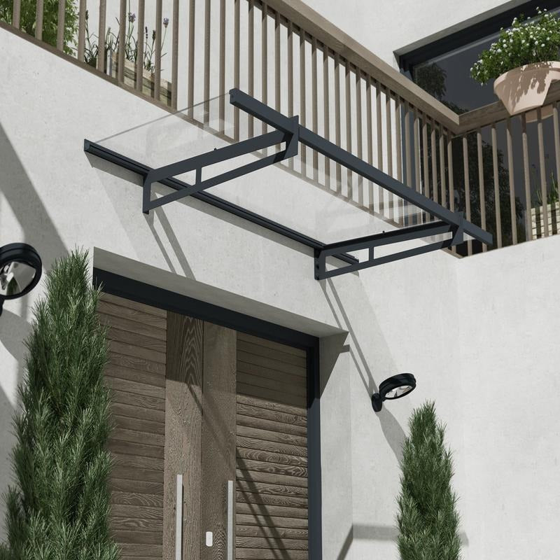 Palram - Canopia 2050 Bremen Doorway Canopy - Grey Clear | Sheds.co.uk