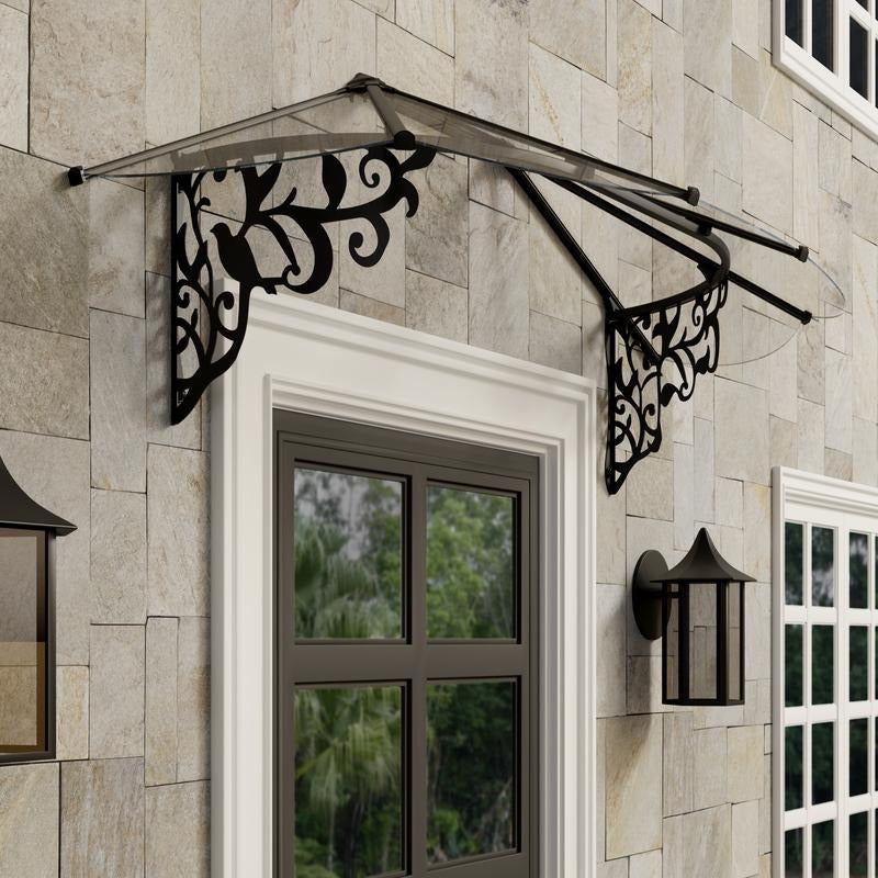 Palram - Canopia 2130 Lily Doorway Canopy - Black Clear | Sheds.co.uk