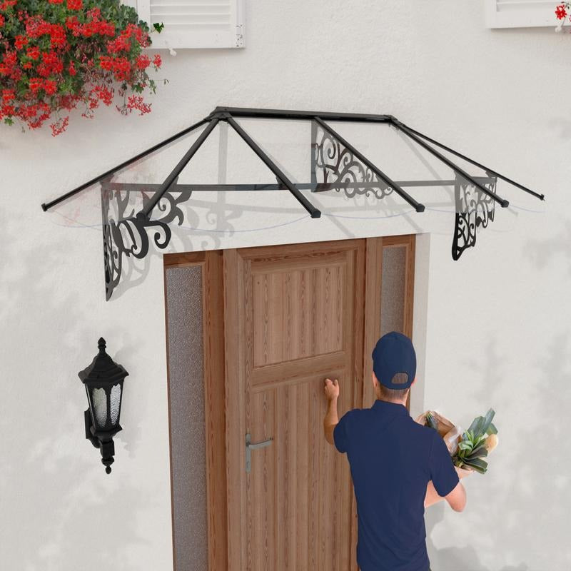 Palram - Canopia 2600 Lily Doorway Canopy - Black Clear | Sheds.co.uk