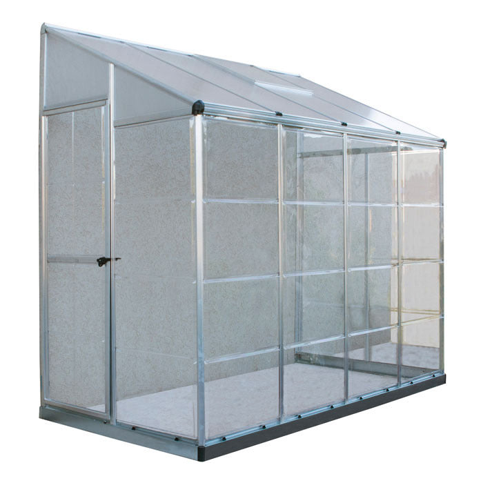 Palram - Canopia 4' x 8' Lean To Silver Polycarbonate Greenhouse | Sheds.co.uk