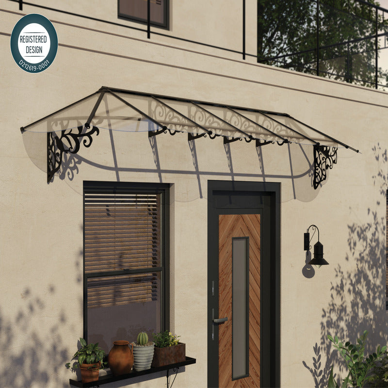 Palram - Canopia 4100 Lily Doorway Canopy - Black Clear | Sheds.co.uk