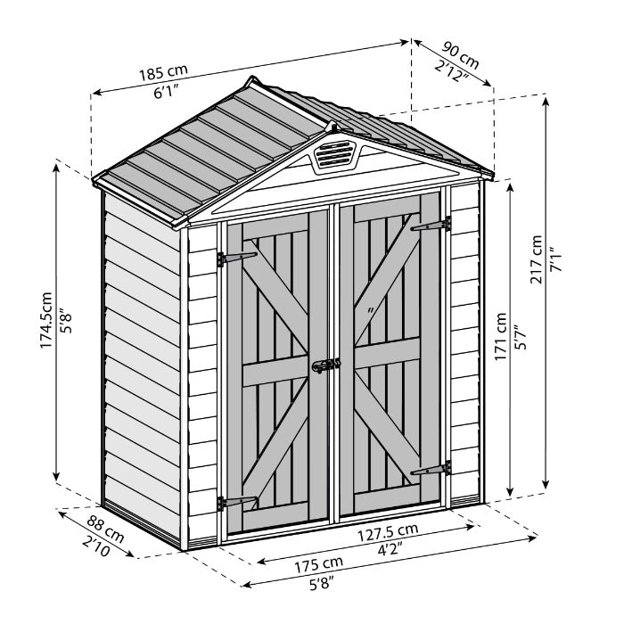 Palram - Canopia 6' x 3' Skylight Plastic Tan Shed | Sheds.co.uk