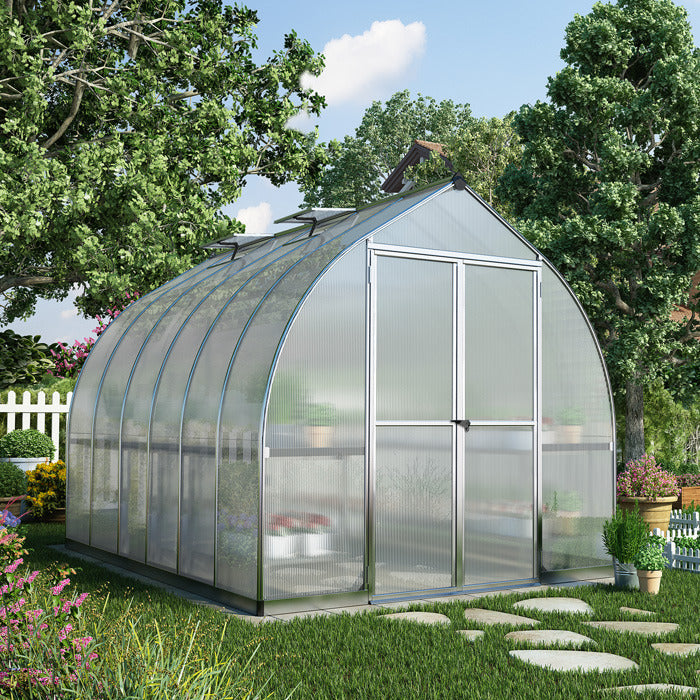 Palram - Canopia 8' x 12' Bella Silver Polycarbonate Greenhouse | Sheds.co.uk