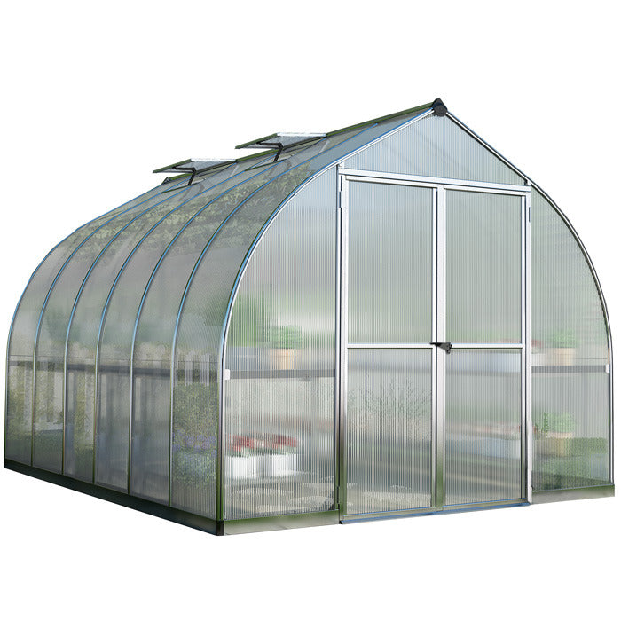 Palram - Canopia 8' x 12' Bella Silver Polycarbonate Greenhouse | Sheds.co.uk