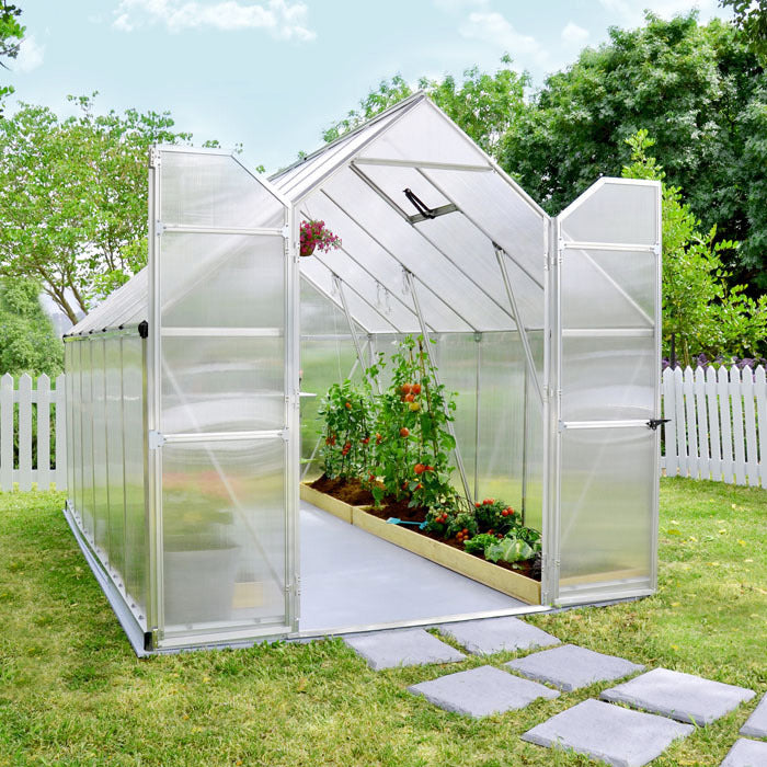 Palram - Canopia 8' x 12' Essence Silver Polycarbonate Greenhouse | Sheds.co.uk