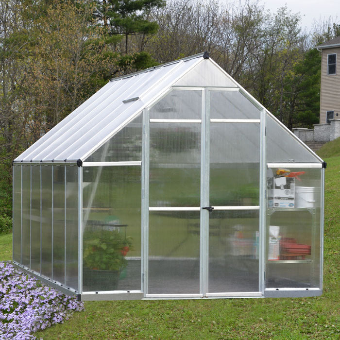 Palram - Canopia 8' x 12' Essence Silver Polycarbonate Greenhouse | Sheds.co.uk