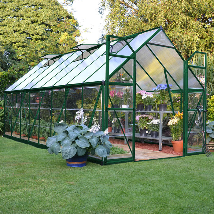Palram - Canopia 8' x 16' Balance Green Polycarbonate Greenhouse | Sheds.co.uk