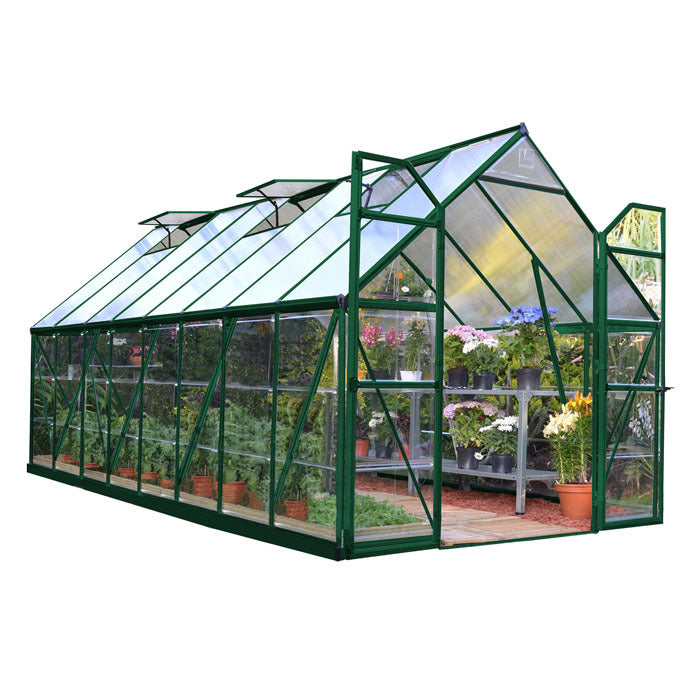 Palram - Canopia 8' x 16' Balance Green Polycarbonate Greenhouse | Sheds.co.uk