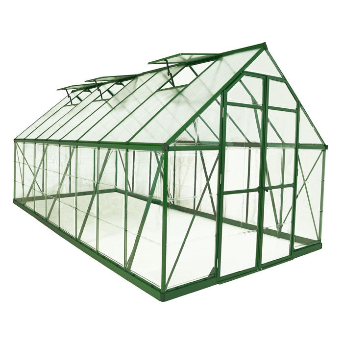 Palram - Canopia 8' x 16' Balance Green Polycarbonate Greenhouse | Sheds.co.uk
