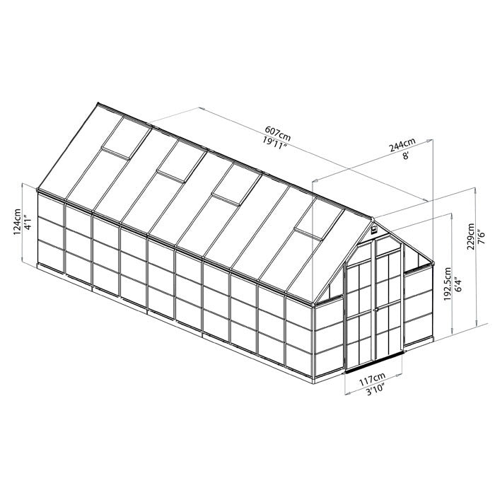 Palram - Canopia 8' x 20' Balance Green Polycarbonate Greenhouse | Sheds.co.uk