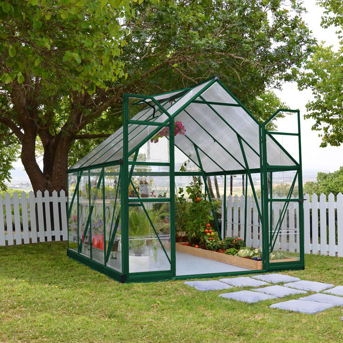 Palram - Canopia 8' x 8' Balance Green Polycarbonate Greenhouse | Sheds.co.uk