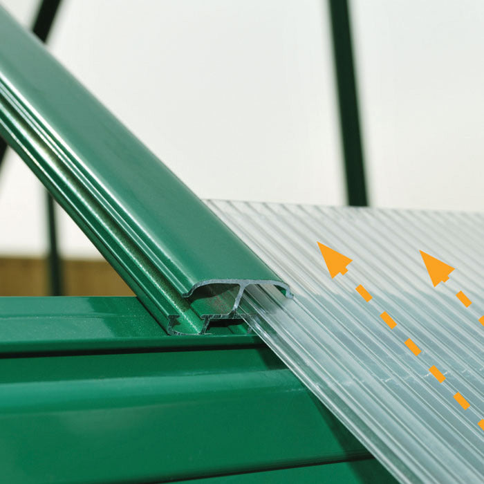 Palram - Canopia 8' x 8' Balance Green Polycarbonate Greenhouse | Sheds.co.uk