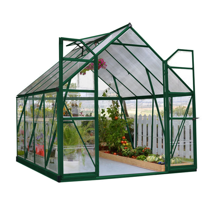 Palram - Canopia 8' x 8' Balance Green Polycarbonate Greenhouse | Sheds.co.uk