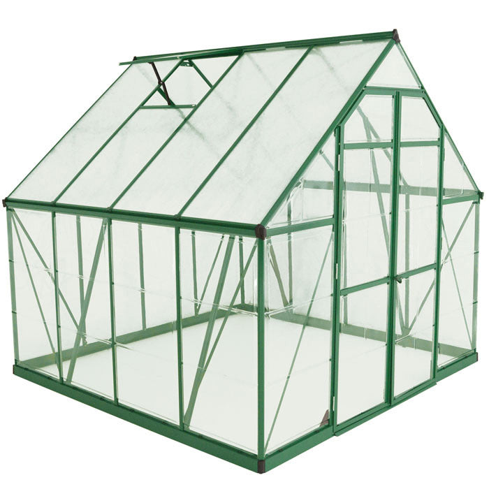 Palram - Canopia 8' x 8' Balance Green Polycarbonate Greenhouse | Sheds.co.uk