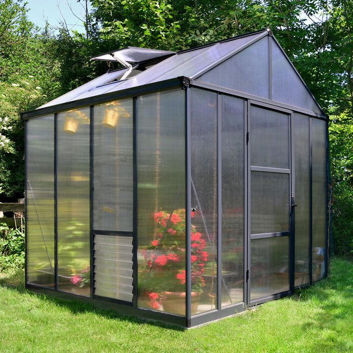 Palram - Canopia 8' x 8' Glory Anthracite Polycarbonate Greenhouses | Sheds.co.uk